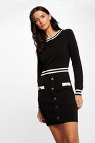 Fitted jumper dress with buttons black women