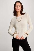 Jumper openwork and round neck ivory women