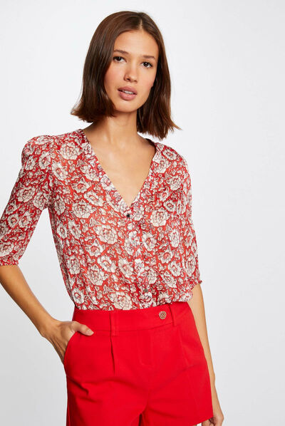 3/4-length sleeved blouse paisley print multico ladies'