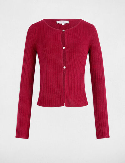 Long-sleeved cardigan dark red women