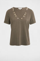 Short-sleeved t-shirt khaki green women