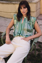 Sleeveless blouse with V-neck multicolor women
