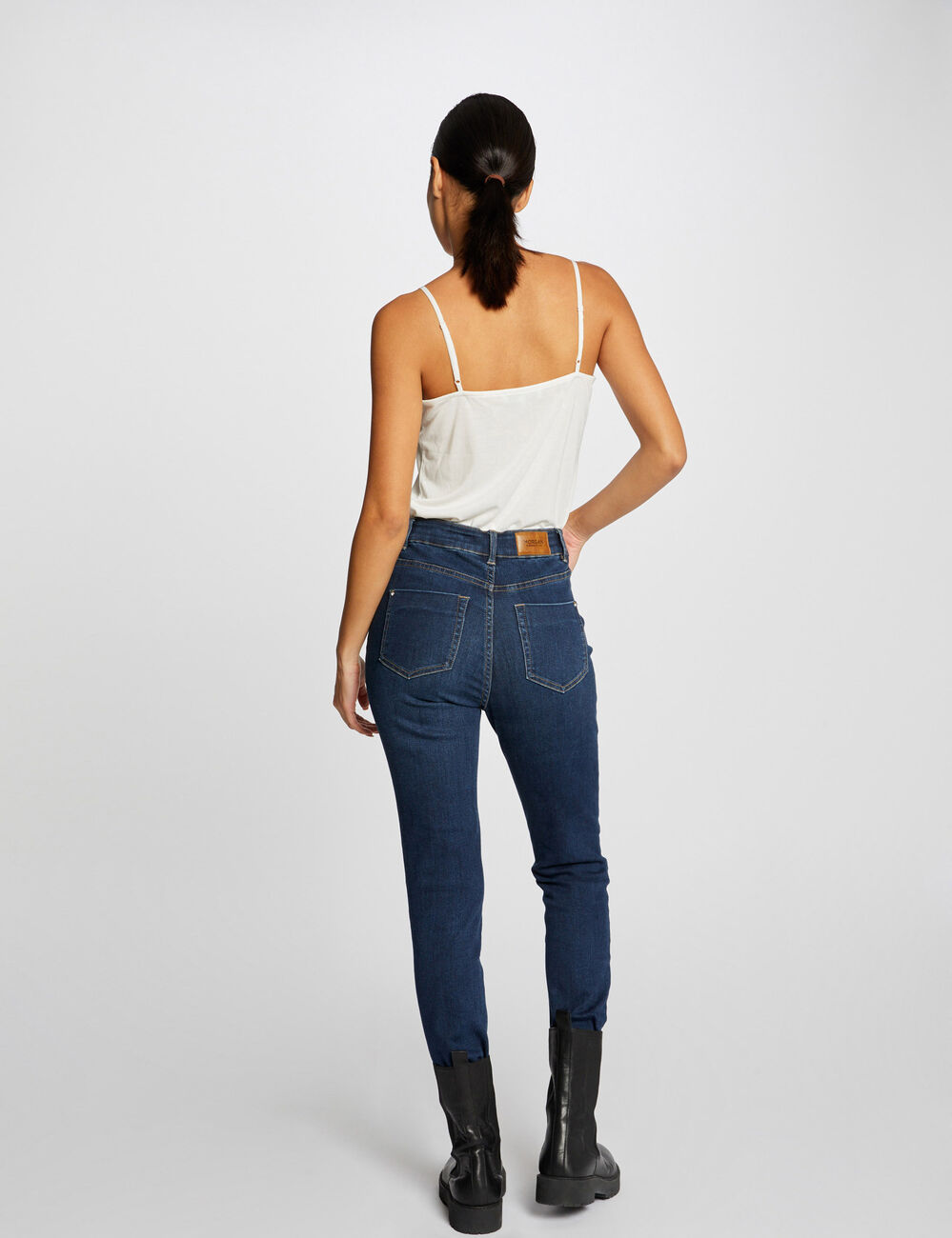 Vest top with thin straps and lace ecru women