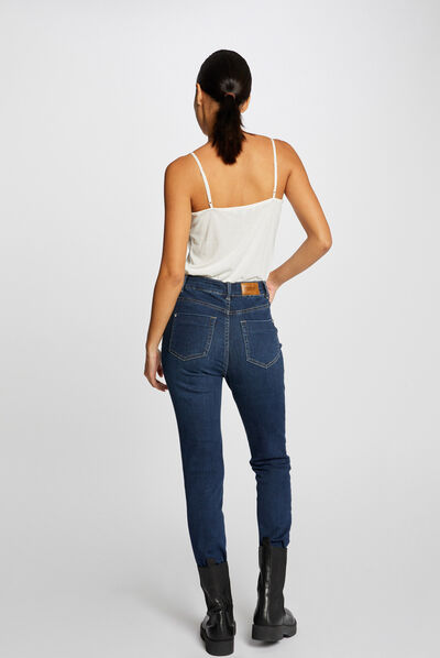 Vest top with thin straps and lace ecru ladies'