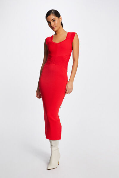 Fitted maxi sleeveless jumper dress red ladies'