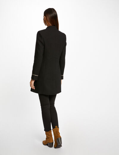 Waisted coat with buckle black ladies'