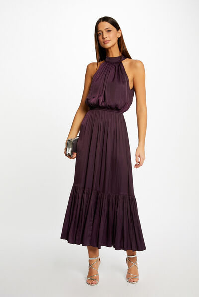 Maxi loose A-line dress plum ladies'