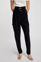 Belted peg trousers navy women