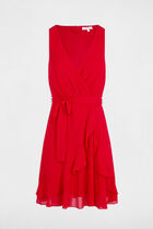Wrap midi dress red women