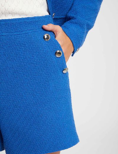 Loose tweed shorts blue ladies'