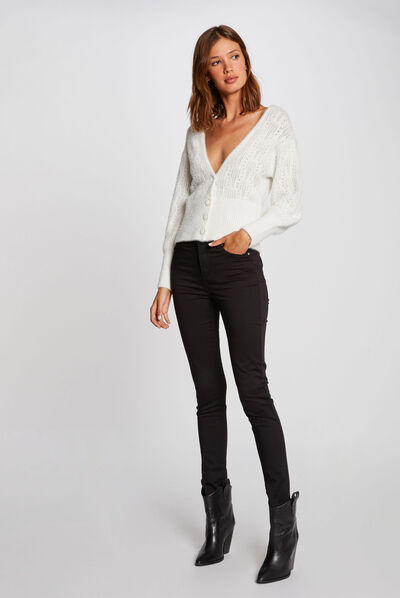 Slim standard-waisted trousers black ladies'