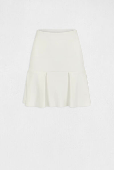 Knitted A-line skirt with ruffles ecru ladies'