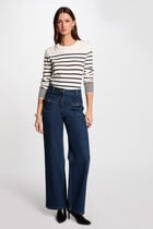 Long-sleeved jumper with stripes ecru women