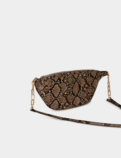 Sling bag snake effect taupe women
