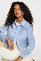 Fitted suede jacket lavender blue women