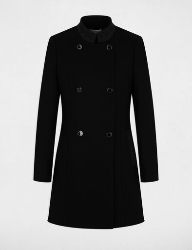 Buttoned long coat black women