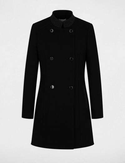 Buttoned long coat black women
