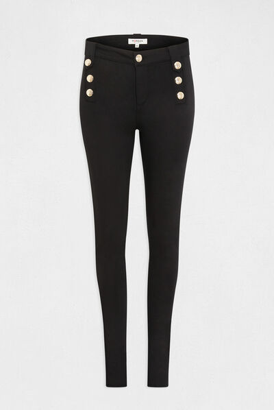 Skinny trousers with decorative buttons black ladies'
