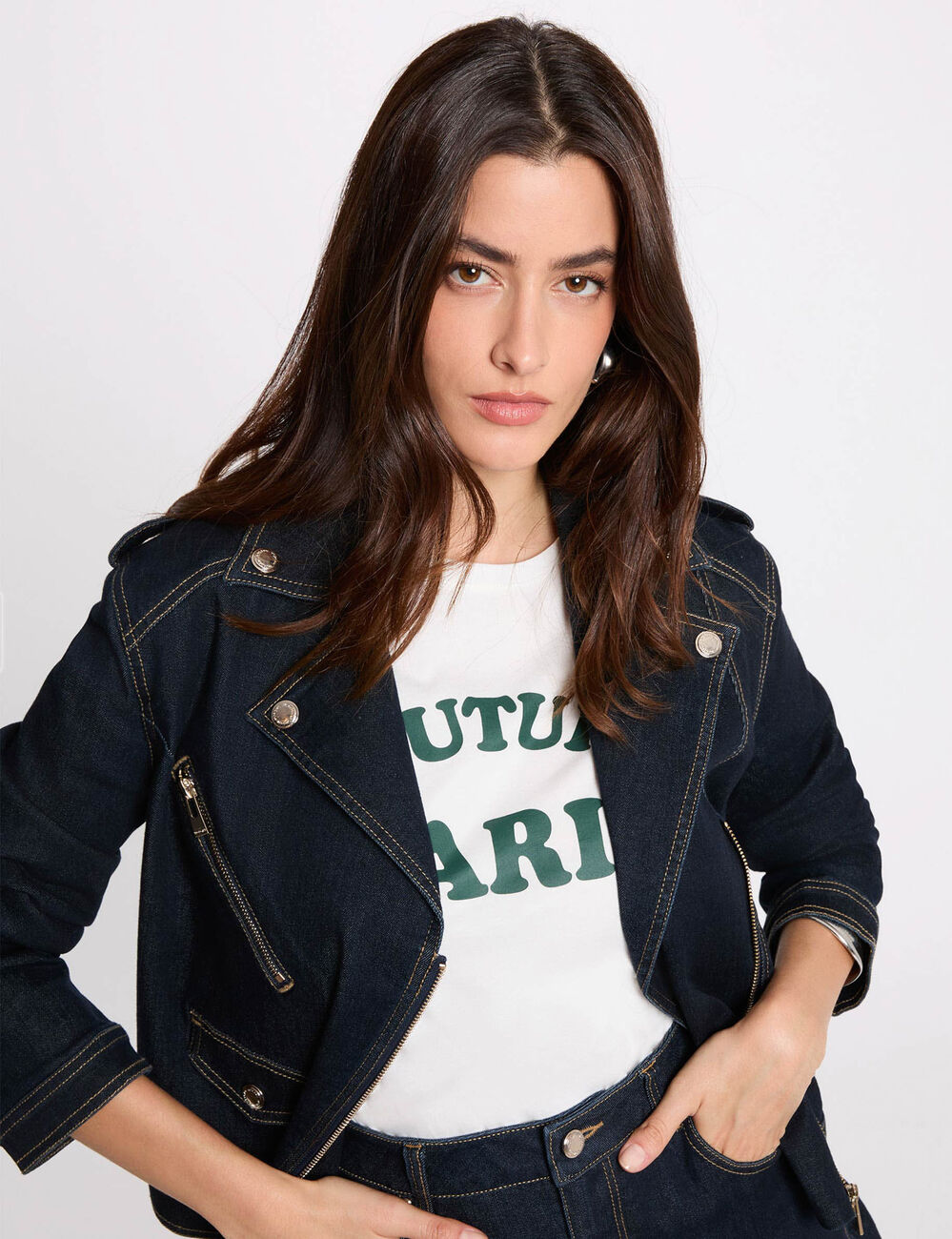 Oversized denim jacket blue women