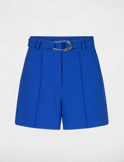 Belted fitted shorts electric blue ladies'