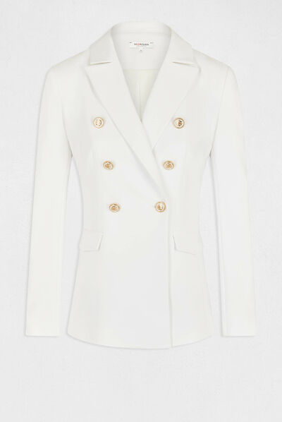 Waisted jacket with buttons ecru ladies'