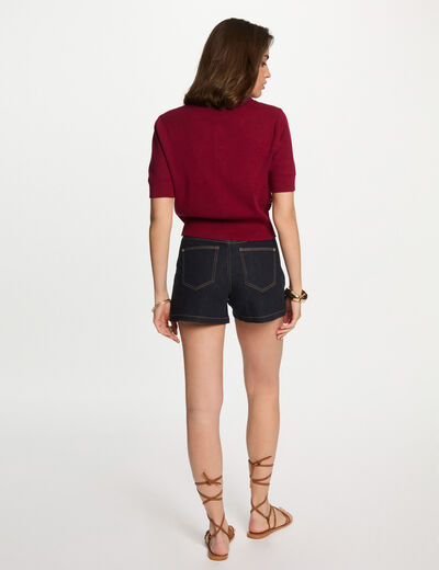 Cardigan short sleeves dark red women