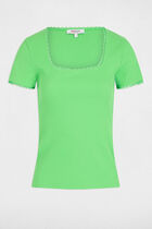 Short-sleeved ribbed t-shirt green women