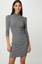 Fitted jumper dress with turtleneck dark grey women