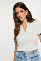 Fitted polo t-shirt white women