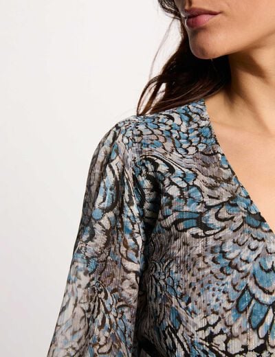 Short dress with puff sleeves multicolor women