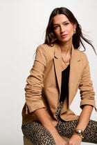 Short buttoned blazer camel women