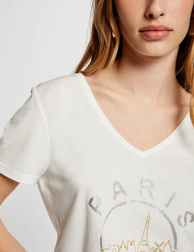 T-shirt with message ecru women