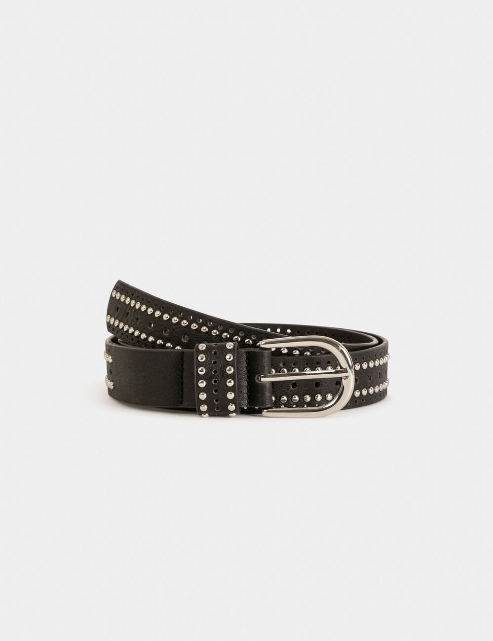 Belt with studs and perforations black women