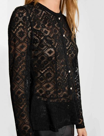 Fitted lace t-shirt black women