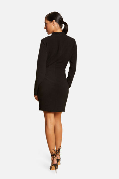 Wrap dress with buckle black ladies'