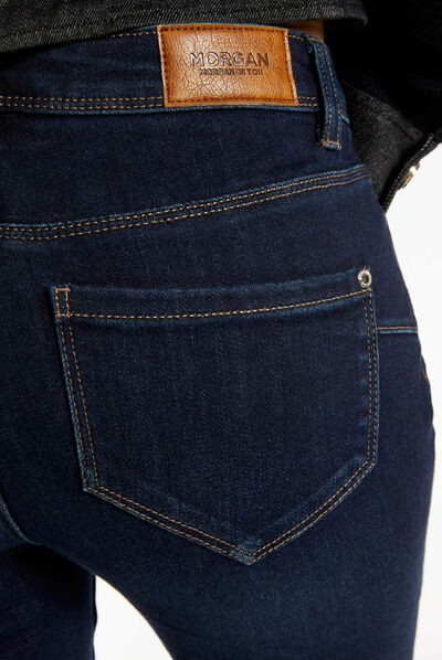 Standard waisted slim jeans raw denim ladies'