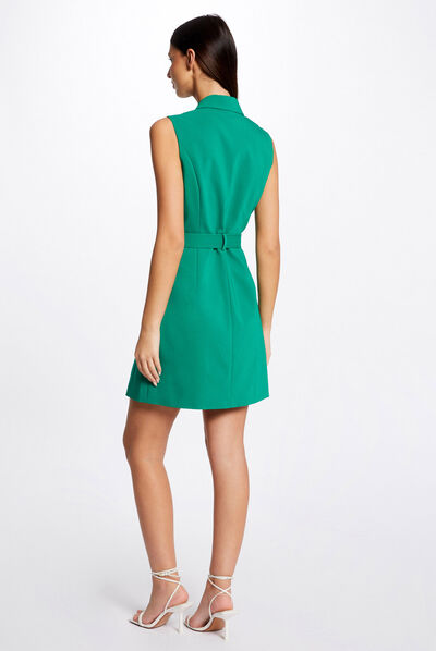 Sleeveless belted wrap dress green ladies'