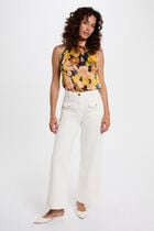 Fluid top with high neck multicolor women