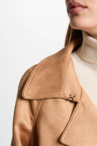 Long suede trenchcoat light brown women