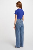 T-shirt message and sequins electric blue women