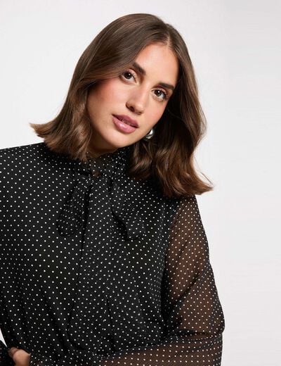 T-shirt with tie neck black women