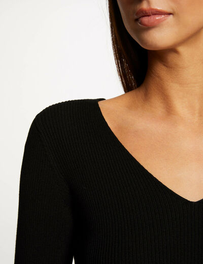 Jumper long sleeves slits and buttons black ladies'