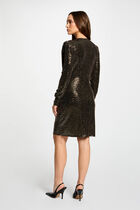 Wrap dress with sequins gold women