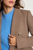 Mi-length coat with buttons taupe women