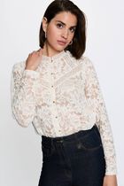 Lace high neck t-shirt ivory women