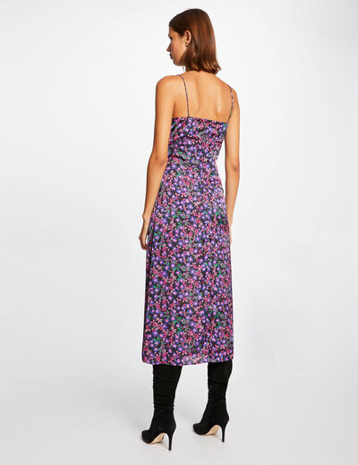 Midi straight dress with floral print multicolored women