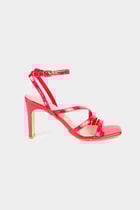 Patent croc sandals with heels medium red women