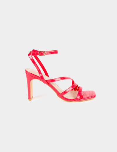 Patent croc sandals with heels medium red ladies'
