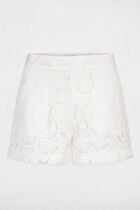 Fitted shorts embroidery ecru women