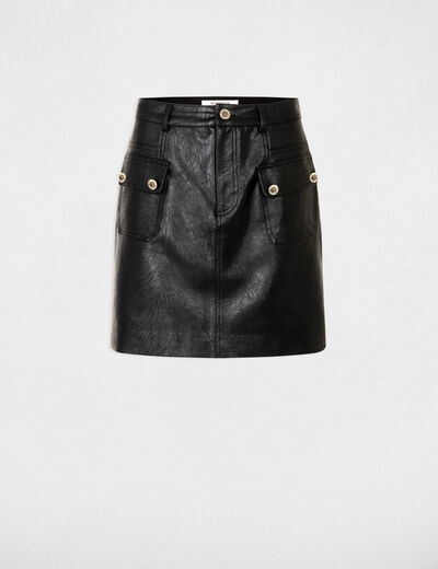 Faux leather mini skirt black women
